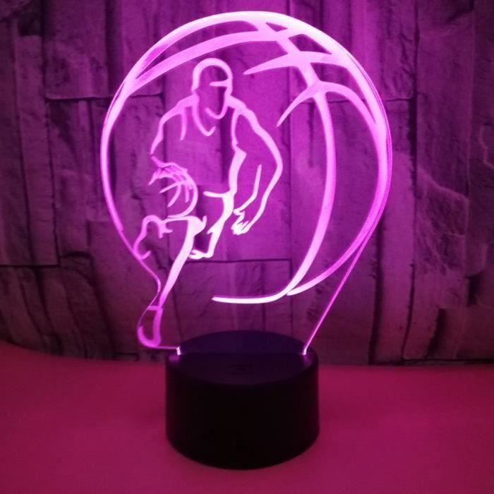 7 couleur de basket-ball led veilleuse 3d table lampe de bureau de chevet sommeil éclairage chambre d'enfants décor luminaria m047c