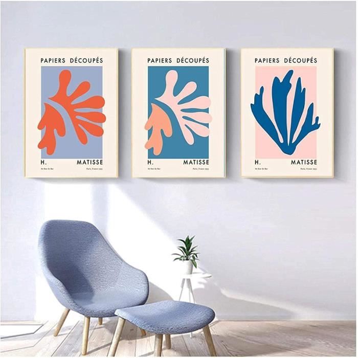 KemneT Toile tableau d'art mural avec feuille botanique tropicale dorée, affiches modernes abstraites, murales, Decoration de salon, de maison, 50x70 cm x 3, sans cadre