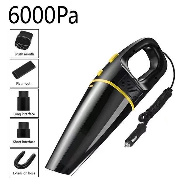 Aspirateur Voiture Sans Fil 3 En 1 - 6000Pa, Soufflage Et Gonflage - Batterie 4000mAh Type-C - Portable - 12