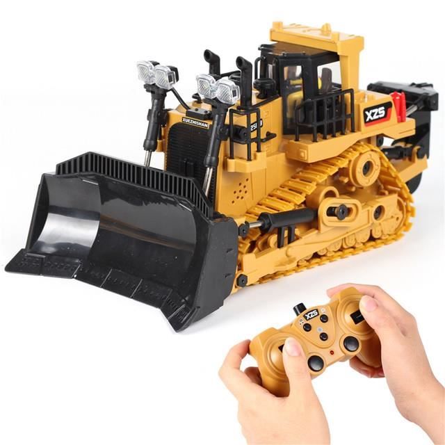 Bulldozer Radiocommandé CLC 1:16 - Jaune - Avec LED Et Batterie - Neuf