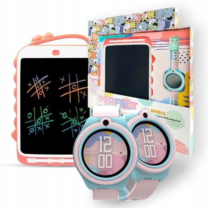 Ensemble Cadeau Bemi Linko & Tablette Doodle Enfants Rose - Montre Intelligente 4G/LTE Écran Rond