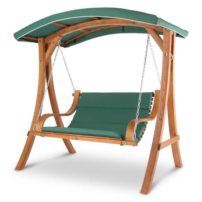 balancelle de jardin - blumfeldt - 2 places - balançoire jardin/terrasse - chaise longue - voile d'ombrage - bain de soleil - vert
