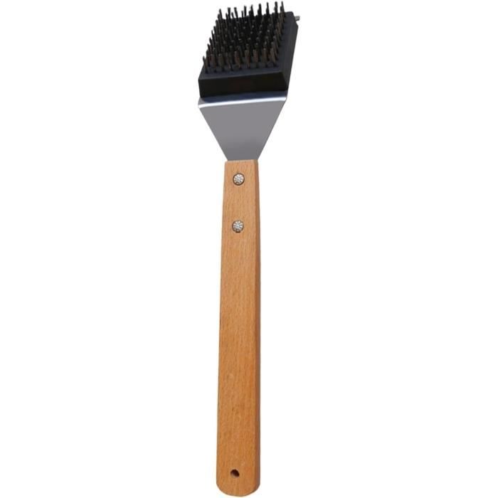 Grattoir Gril Acier Inoxydable NQEUEPN | Lame Biseautée & Manche Bois | Nettoyage Barbecue