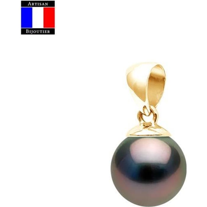 Pendentif - Compagnie Générale des Perles - Véritable Perle de Tahiti 9-10 mm - Or Jaune 18 Cts - Bijou Femme