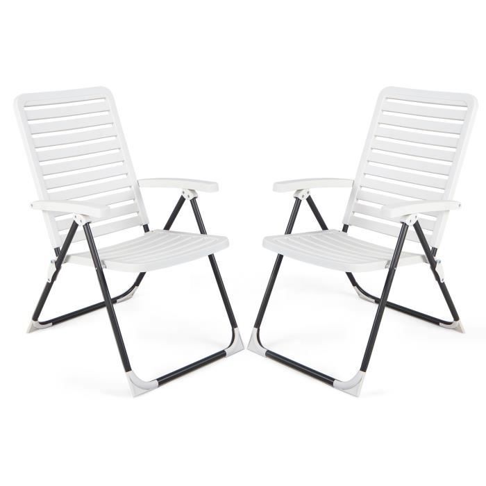 Lot De 4 Chaises Pliantes Jardin COSTWAY – HDPE, Cadre Métal, Charge 160 Kg – 58x45,5x84 Cm – Empilables, Poignée Transport