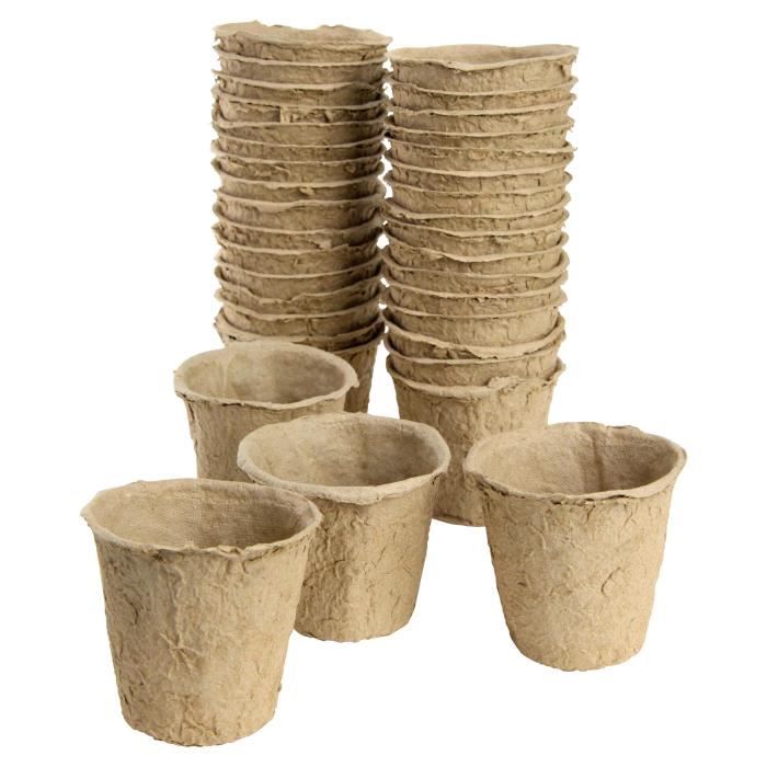 Lot De 100 Pots De Fleurs Ronds Biodégradables De 10,2 Cm Avec Trous De