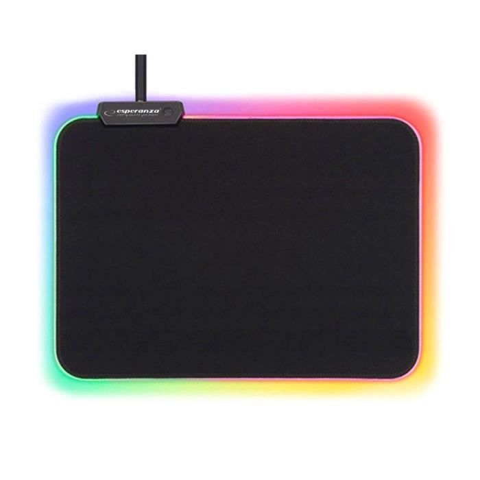 Tapis de souris Gaming - Esperanza - Eclairage RVB - 35 x 25 cm - Antidérapant - Nylon