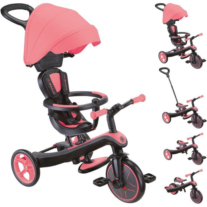 Tricycle évolutif - GLOBBER - 4-en-1 - 10 mois à 5 ans - Rose Corail