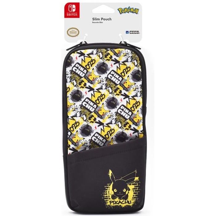 Hori Pochette Slim - Nintendo Switch - Pikachu - Noir - Intérieur en velours doux