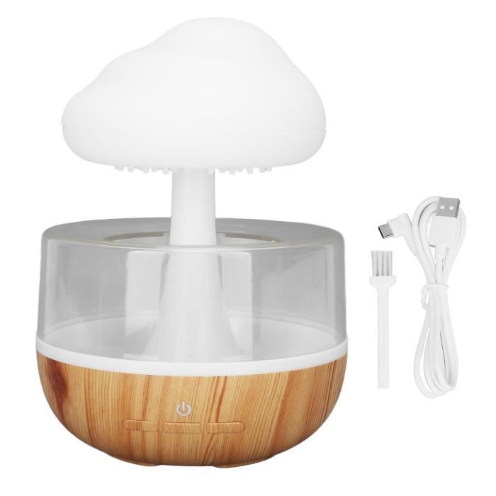 Diffuseur de pluie - Humidificateur d'air en forme de nuage -  Humidificateur de bureau - Lampe d'aromathérapie - USB - 450 ml - Veilleuse  colorée pour