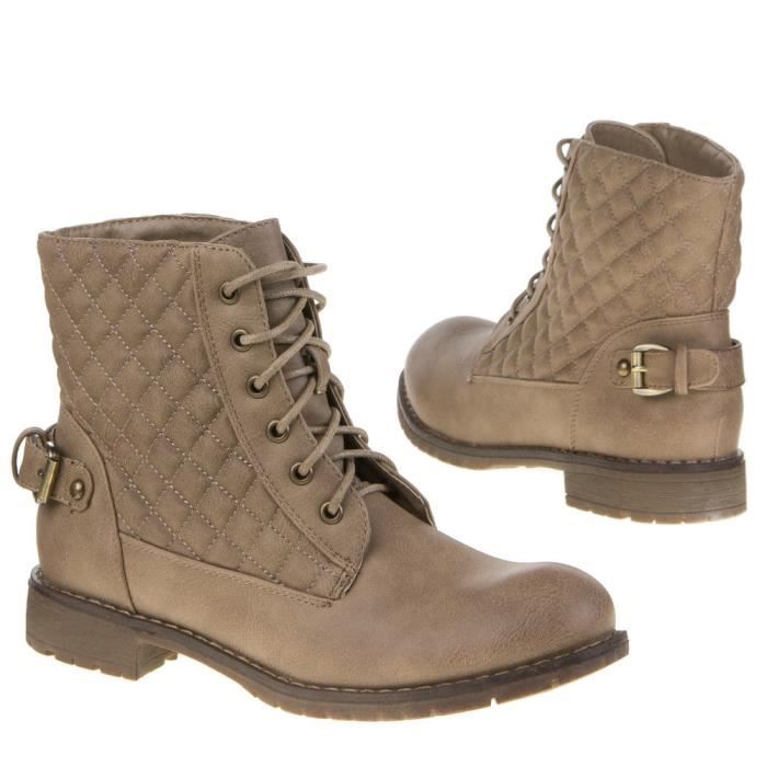 Boots bottillon chaussures basse beige femme p 37 Marron - Cdiscount