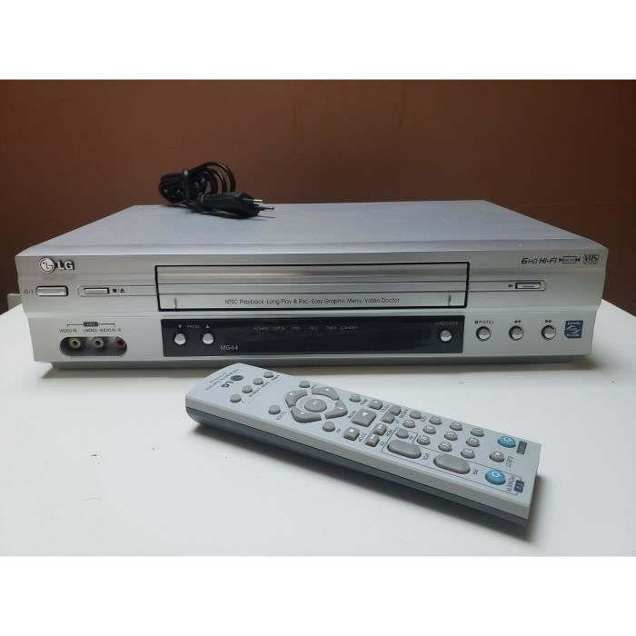 MAGNETOSCOPE LG MG64 LECTEUR ENREGISTREUR K7 CASSETTE VIDEO VHS VCR HIFI 6 TETES + TEL