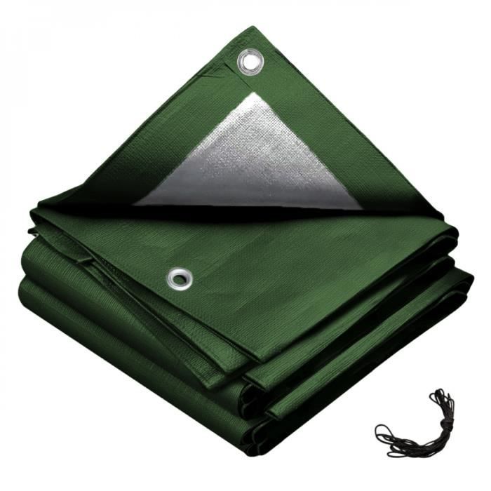 Bâche de protection universelle - LINXOR - 3 x 4 - Gris et vert - 150g