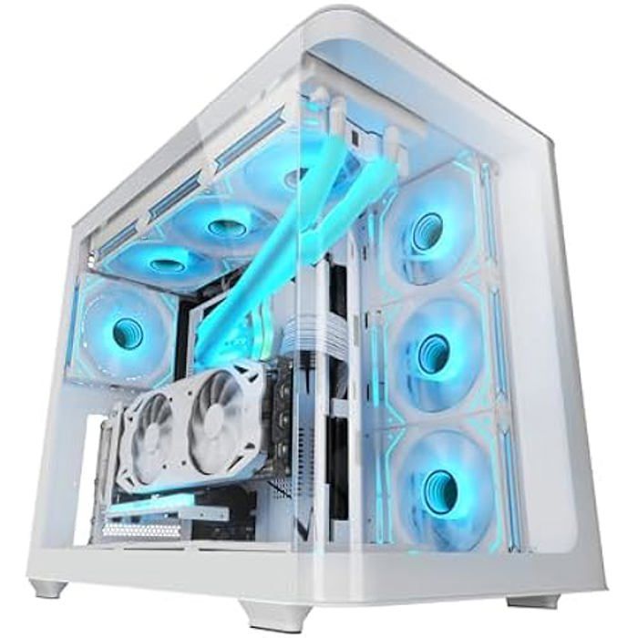 Boîtier Gaming ATX – MARSGAMING – MC-Fusion – Verre Trempé Courbé – Double Chambre – Refroidissement 360mm