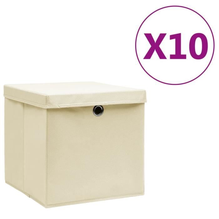 Boîtes de rangement - MOTHINESSTO - 10 pcs - Crème - 28x28x28 cm - Pliable