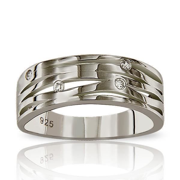 Bague En Argent 925 Rhodié Avec Oxydes De Zirconium - Taille Au Choix - Neuve
