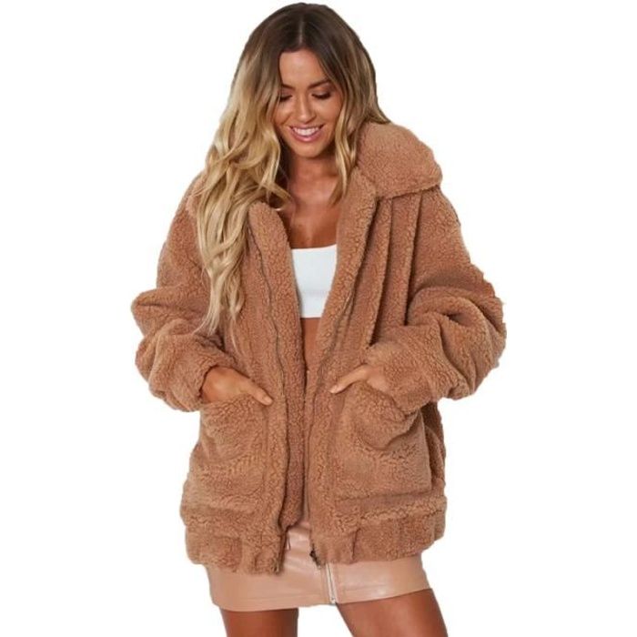 Manteau effet mouton marron cheap