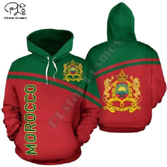 Hommes maroc drapeau 3d sweat a capuche imprime a manches longues sweats veste femmes unisexe pull survetement avec capuche a capuc Hoodies Cdiscount Pret a Porter