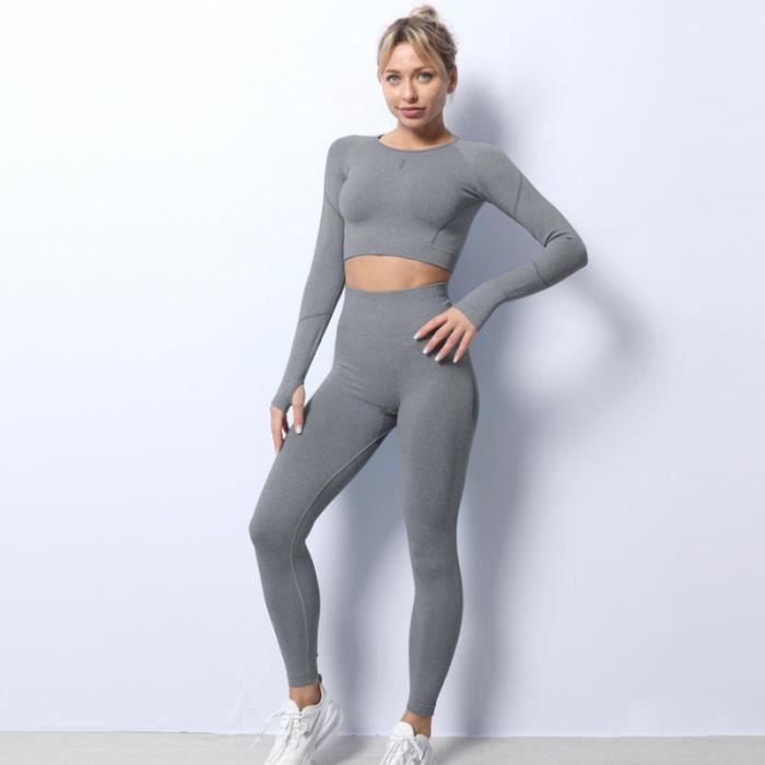 Ensemble Survêtement Femme RAIKOU Velours Sportswear Mélange Gris - Yoga -  Manches longues - Respirant Mélange gris - Cdiscount Sport