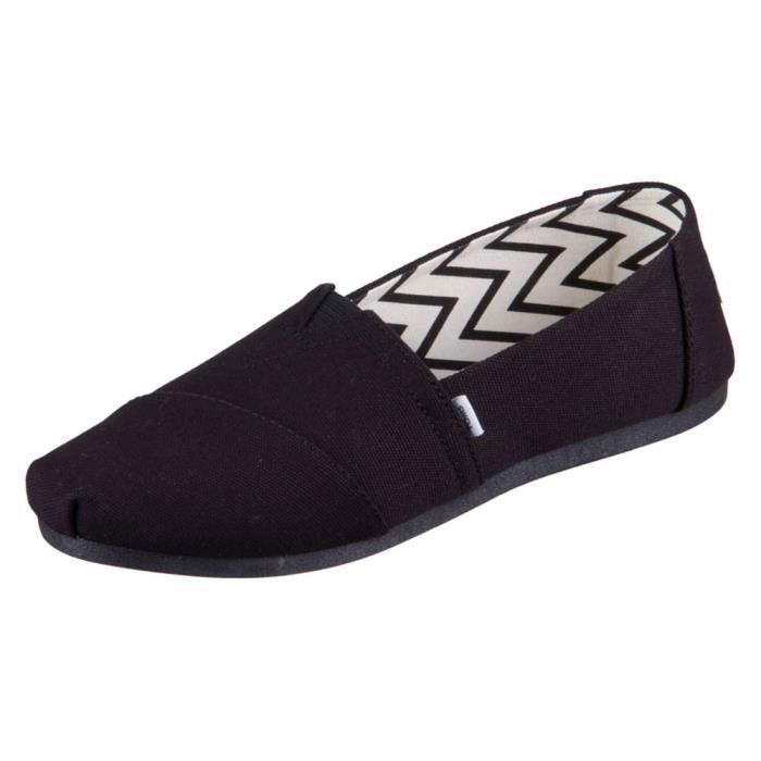 Baskets TOMS Alpargata Noir - Femme - Marque TOMS - Dessus en Textile - Lacets - Talon Plat