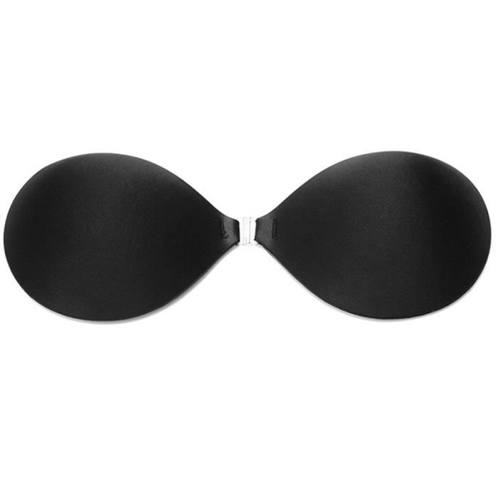 lalaWing Soutien-gorge adhésif sans bretelles invisible en silicone pour robe dos nu avec cache-tétons, Noir