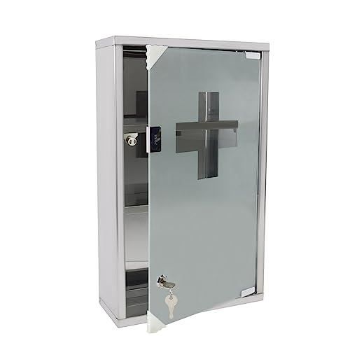 Armoire à pharmacie - NAIZY - 30x12x50cm - Acier - Verrouillable - 2 étagères 3 compartiments