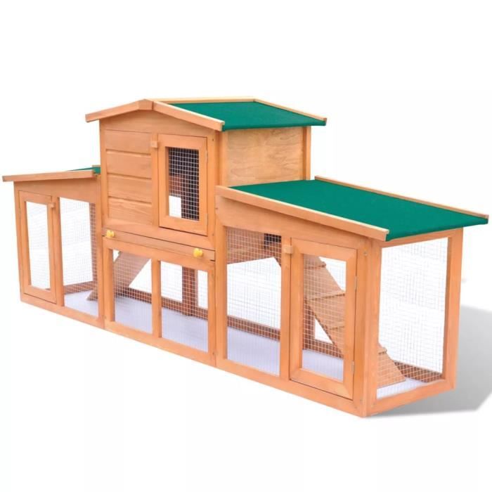 Clapier large pour petits animaux de compagnie Toit en bois