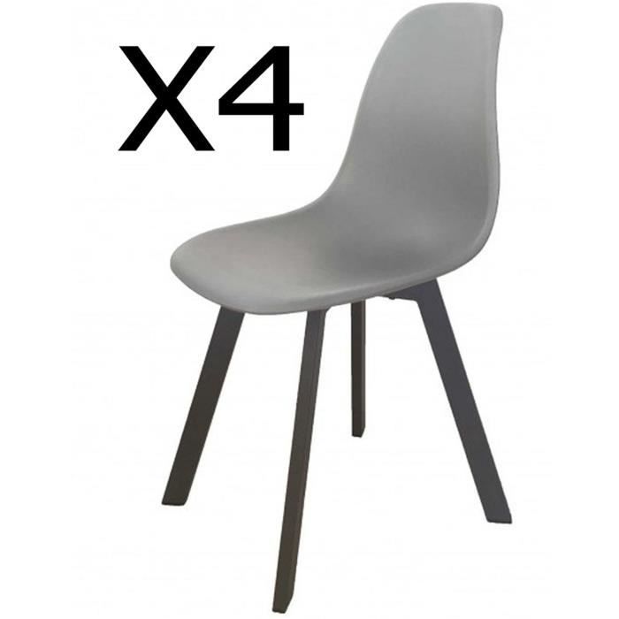 Lot de 4 chaises de bar et de jardin en aluminium couleur taupe avec assise grise pour extérieur avec accoudoirs