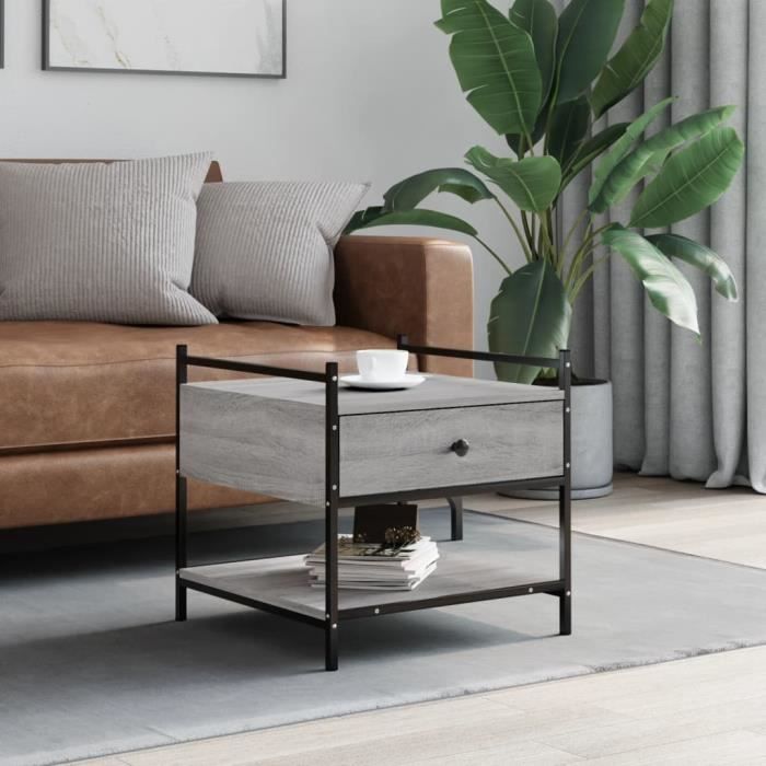 ABB Pwshymi - Table basse sonoma gris 50x50x50 cm bois d'ingénierie ...