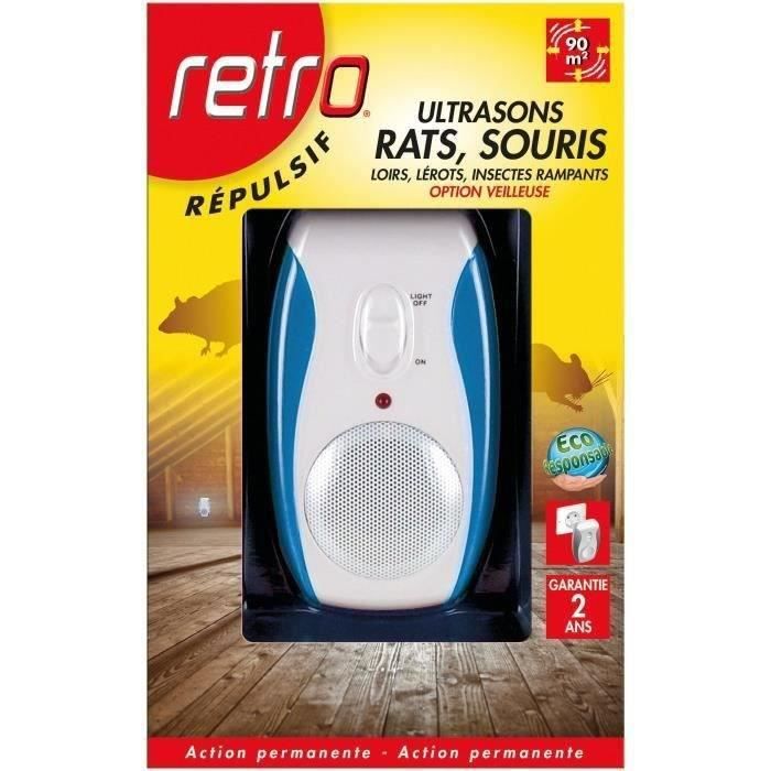 RETRO Répulsif ultrasons rats souris loirs insectes rampants