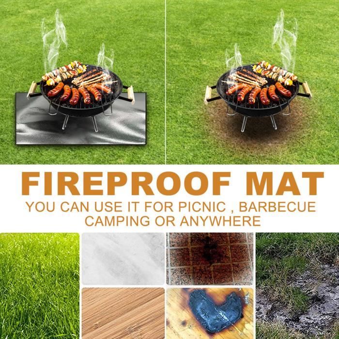 REXLIA Tapis Barbecue Sol Extérieur Extra Large 160x130cm - Anti-Feu Ignifuge Résistant Taches | Protection Plancha Brasero Terrasse