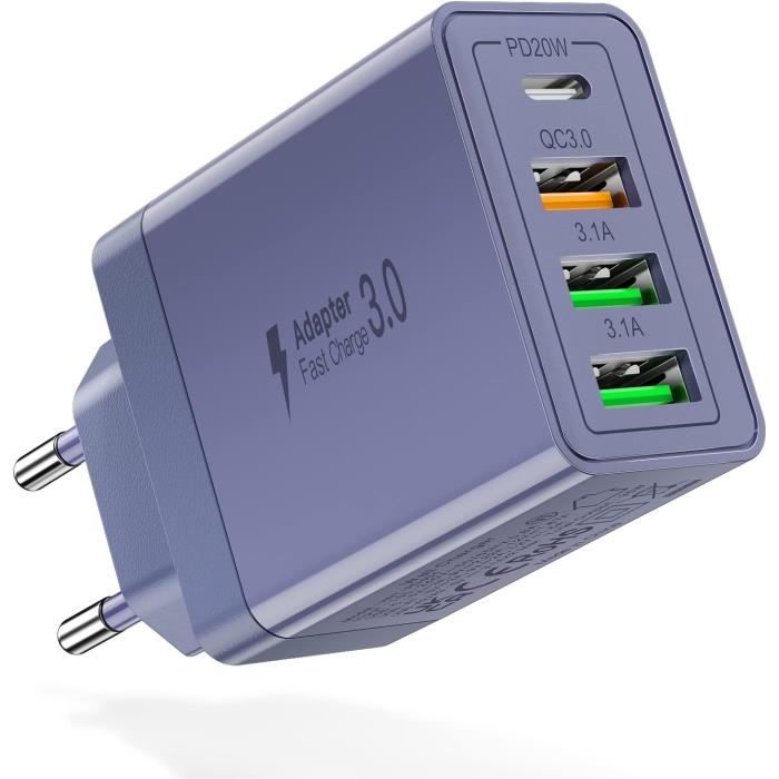 Chargeur Rapide USB-C PH26 35W + Câbles - Compatible Honor 400 Lite Et Autres Smartphones Type-C