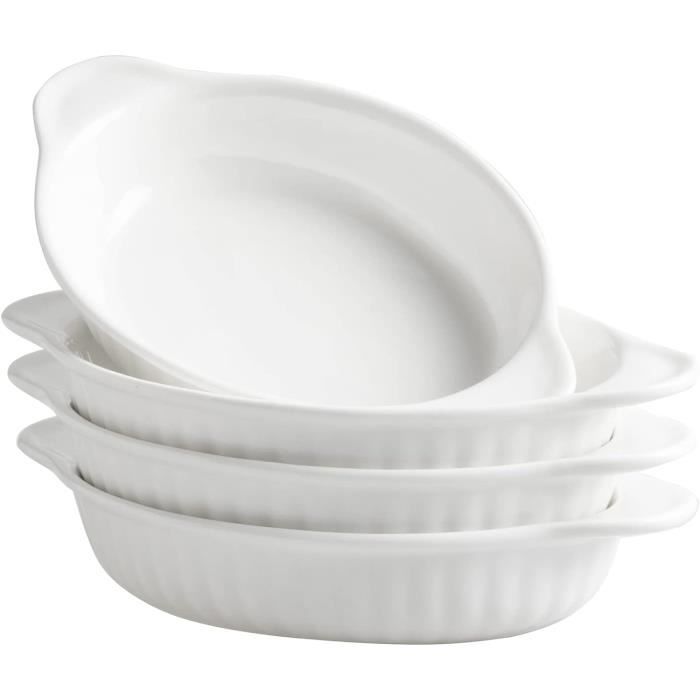 Lot De 4 Plats à Gratin En Céramique Carrés - Avec Poignées - Idéal Pour Four, Lasagnes, Tiramisu - Style Rustique - 7