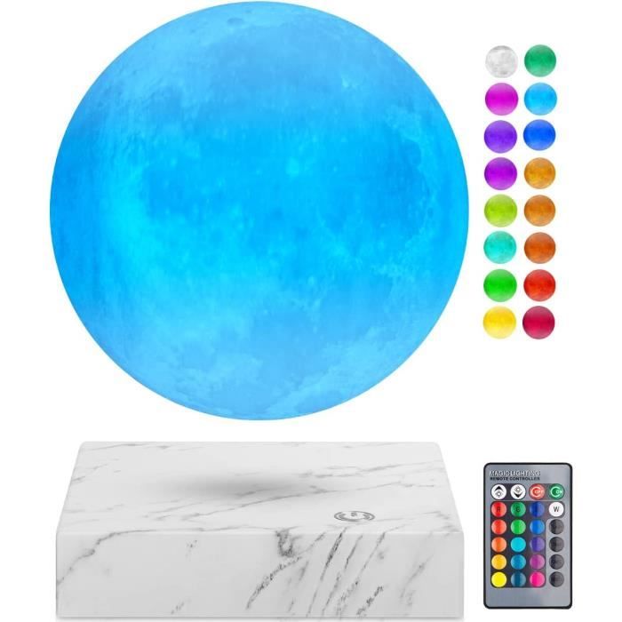 Lampe à Bille En Lévitation 3D - Flotte Et Tourne Dans L'Air, Chargeur Sans Fil 15W, Lumière RGB Et Lune