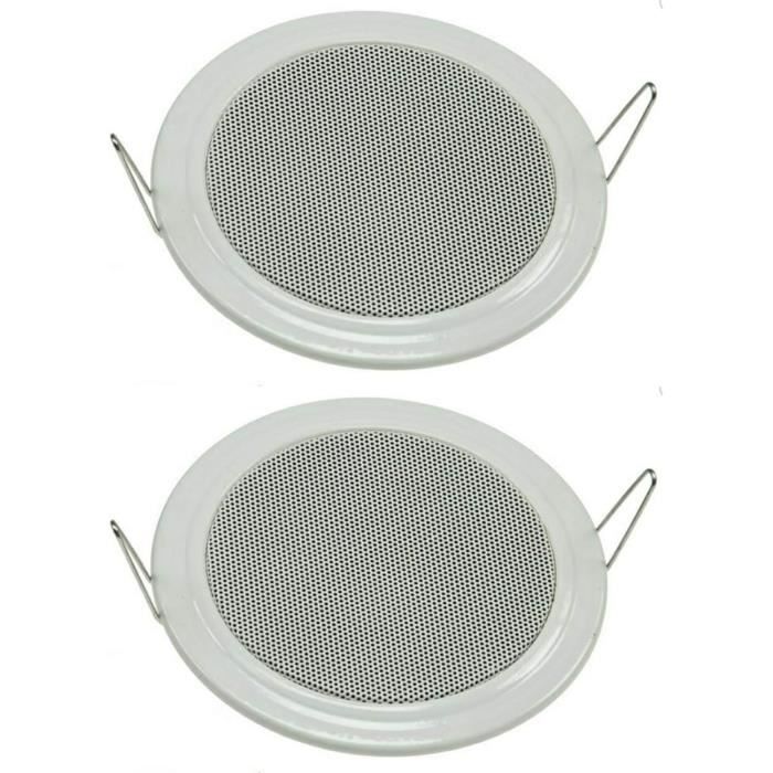 2 Enceintes Encastrables Plafond/mur - 135mm, 60W, Blanc, Montage Facile