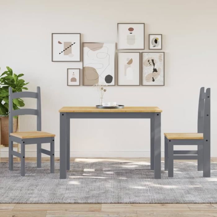 Chaises à manger - SHIPENOPHY - Lot de 2 - Bois massif de pin - Gris - 40x46x99 cm
