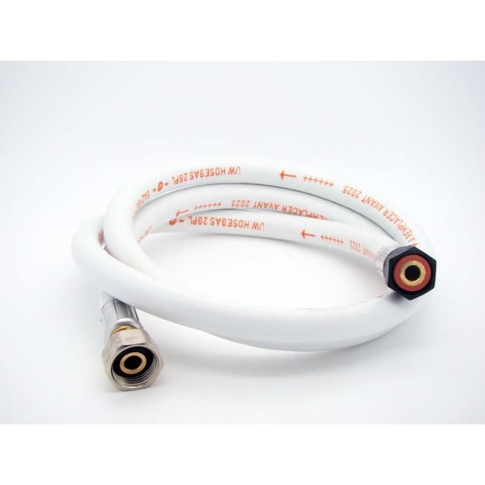 Flexible Raccordement Gaz Butane/Propane - Longueur 2m - Durée De Vie 10 Ans - Écrou 20x150 Et G 1/2»