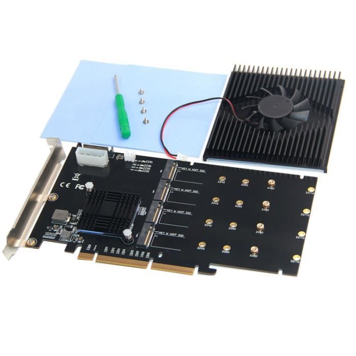 Add Sur Cards Adaptateur M 2 Controleur Raid Ssd Carte Pci E Pcie Radiateur De Refroidissement M 2 Ssd Pcie X16 Pour Cdiscount Informatique
