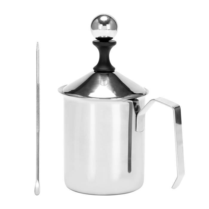 Mousseur à Lait Manuel Transparent – Capacité 600 Ml – Pour Cappuccino, Café Latte, Préparation De Mousse à La Main