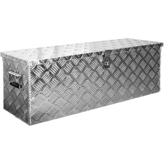 Trucky Caisse en aluminium avec couvercle noir - Boîte de transport en métal - Boîte de rangement verrouillable - Dimensions : 140 l