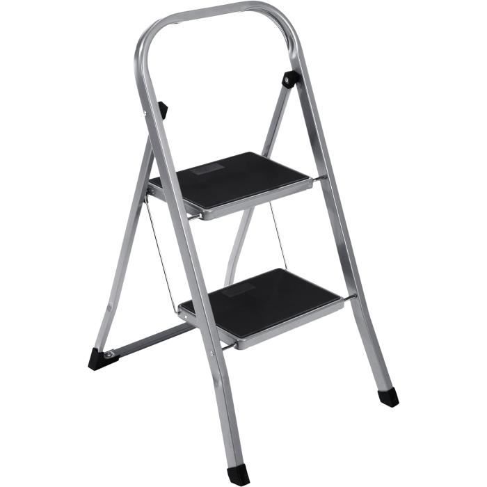 GIANTEX Escabeau Pliant 2 Marches En Bois De Sapin – 3 En 1 : Marchepied, Tabouret & Support Plantes, Charge 250 Kg, Style Naturel Élégant