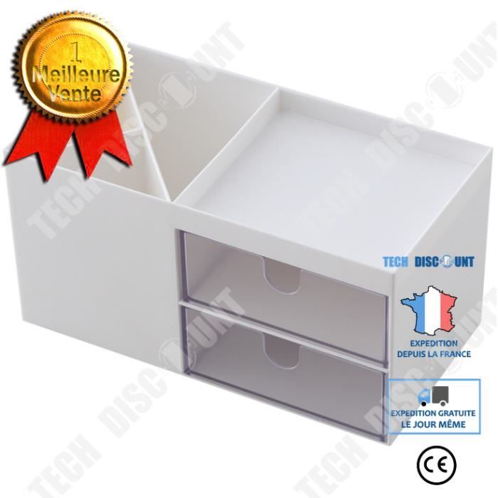 FASSME Organisateur Maquillage Transparent - Boîte Rangement Cosmétique Moderne Avec Tiroirs, Support Bijoux Et Papeterie, Idéal Salle De Bain Et Vanity