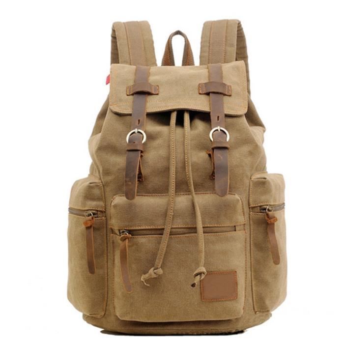 Sac à Dos En Toile Rétro Unisexe - Cartable, Voyage, Randonnée, Style Vintage