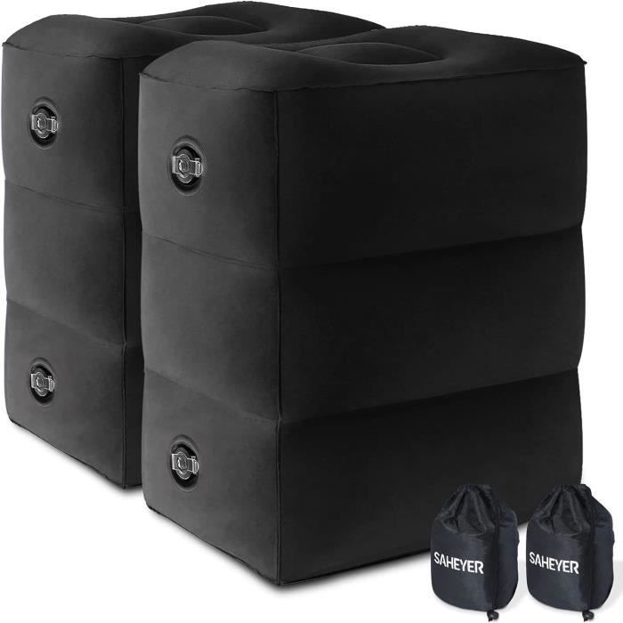 Repose-Pieds Gonflable Voyage - Coussin Réglable 3 Hauteurs - Pour Avion, Voiture, Train - Enfants/Adultes