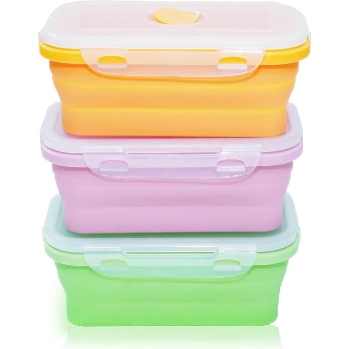 4 Boîtes à Lunch Pliantes En Silicone Multicolores - Conteneurs Alimentaires Rétractables Et Étanches