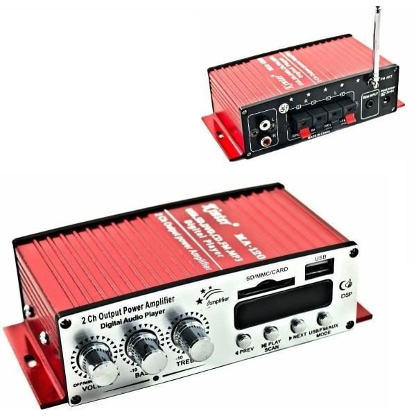 Amplificatore Stereo Kinter MA-700 Da 500W - 2 Canali, Ingressi USB/MP3, Telecomando, 12V, Colore Rosso