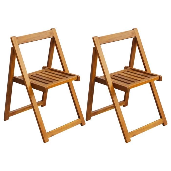 Vidaxl Chaises pliables de jardin Lot de 2 Bois d'acacia solide