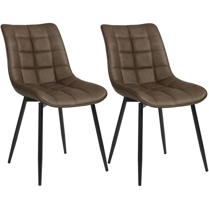 WOLTU 2 X Chaises de salle à manger siège en Similicuir Chaises de Cusine pieds en métal Brun