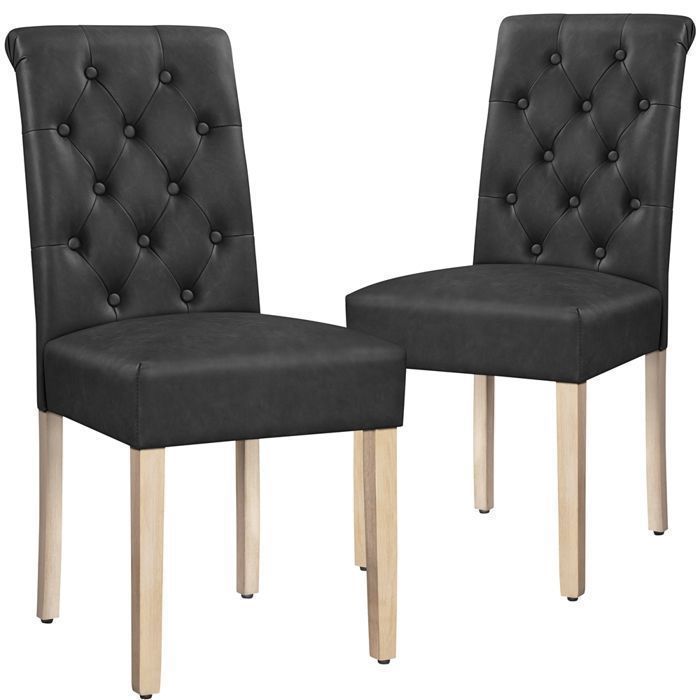 Lot de 2 Chaises de Salle à Manger Similicuir 45 5× 62 × 98 5 cm Haut Dossier Revêtement Pieds en Bois Assise Rembourrée YAHEETECH Lot de 2 Chaises de Salle à Manger Similicuir 45 5× 62 × 98 5 cm Haut Dossier Revêtement Pieds en Bois Assise Rembourrée YAHEETECH