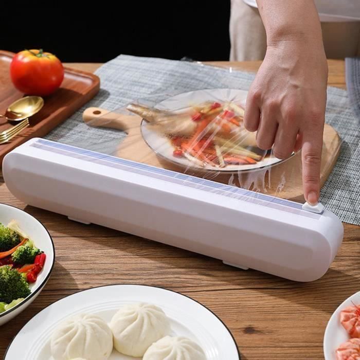 Dérouleur Magnétique Film Alimentaire Avec Cutter – Distributeur Film & Aluminium 50 M, Fixation Frigo, Lame Cachée, ABS Noir